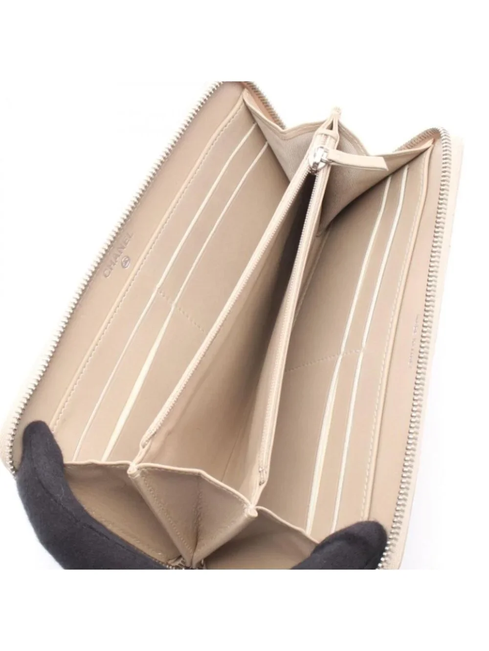 Chanel Round Wallet Ultra Stitch Light Beige Leather